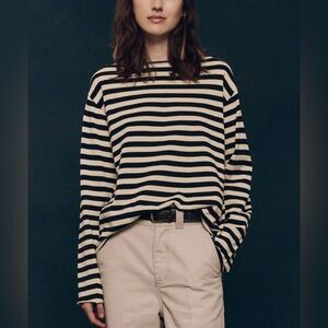 THE GREAT. Black and Cream Cotton Stripes